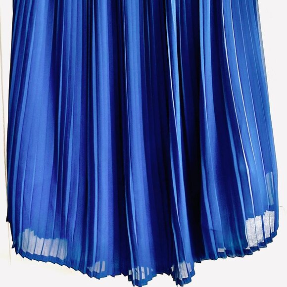 Royal Blue Pleated Elasticated Waist Midi Skirt - Picture 8 of 8
